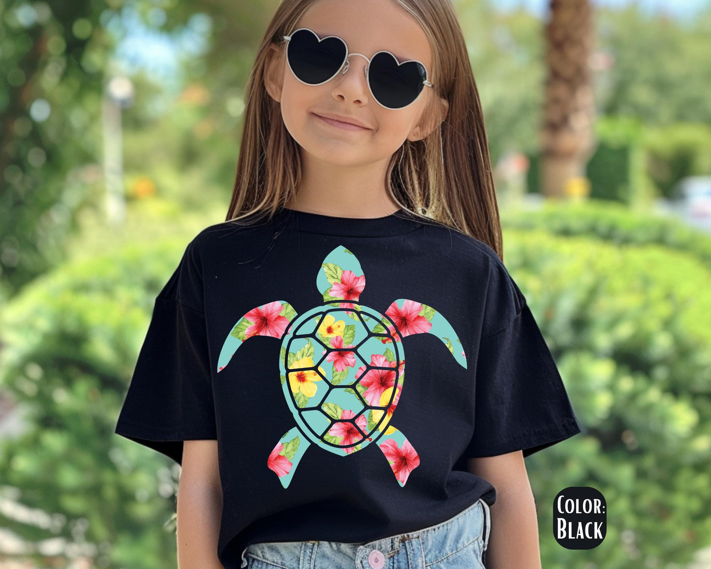 Comfort Colors® Floral Sea Turtle Shirt, Matching Summer Shirts, Girls Beach Shirts, Matching Mom and Daughter Shirts, Cute Sea Turtle Tees