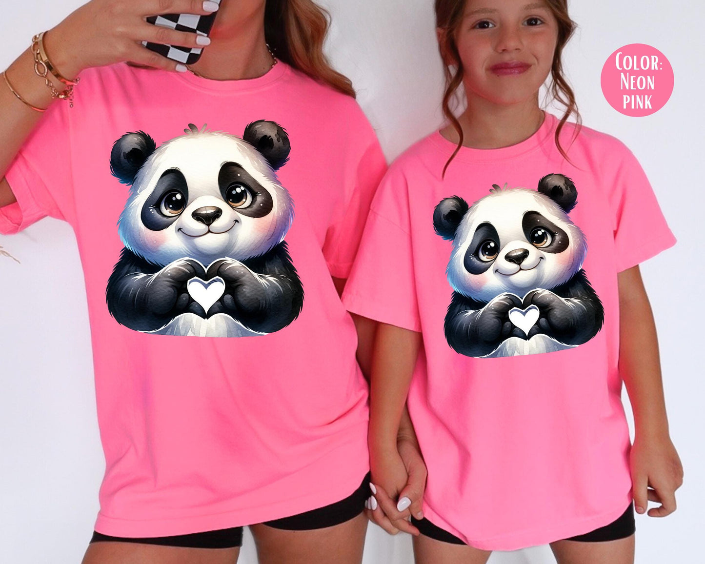 Comfort Colors Panda Heart Kids Shirt, Zoo Animal Tee
