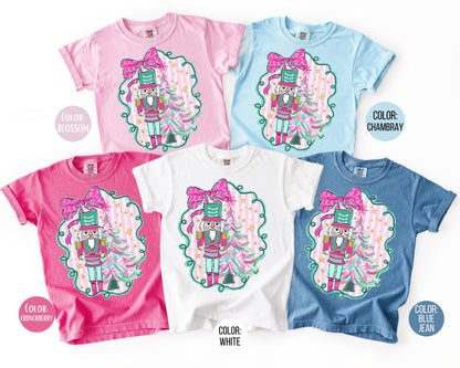 Comfort Colors Pink Nutcracker Shirt, Preppy Coquette Christmas Shirts, Nutcracker Gift