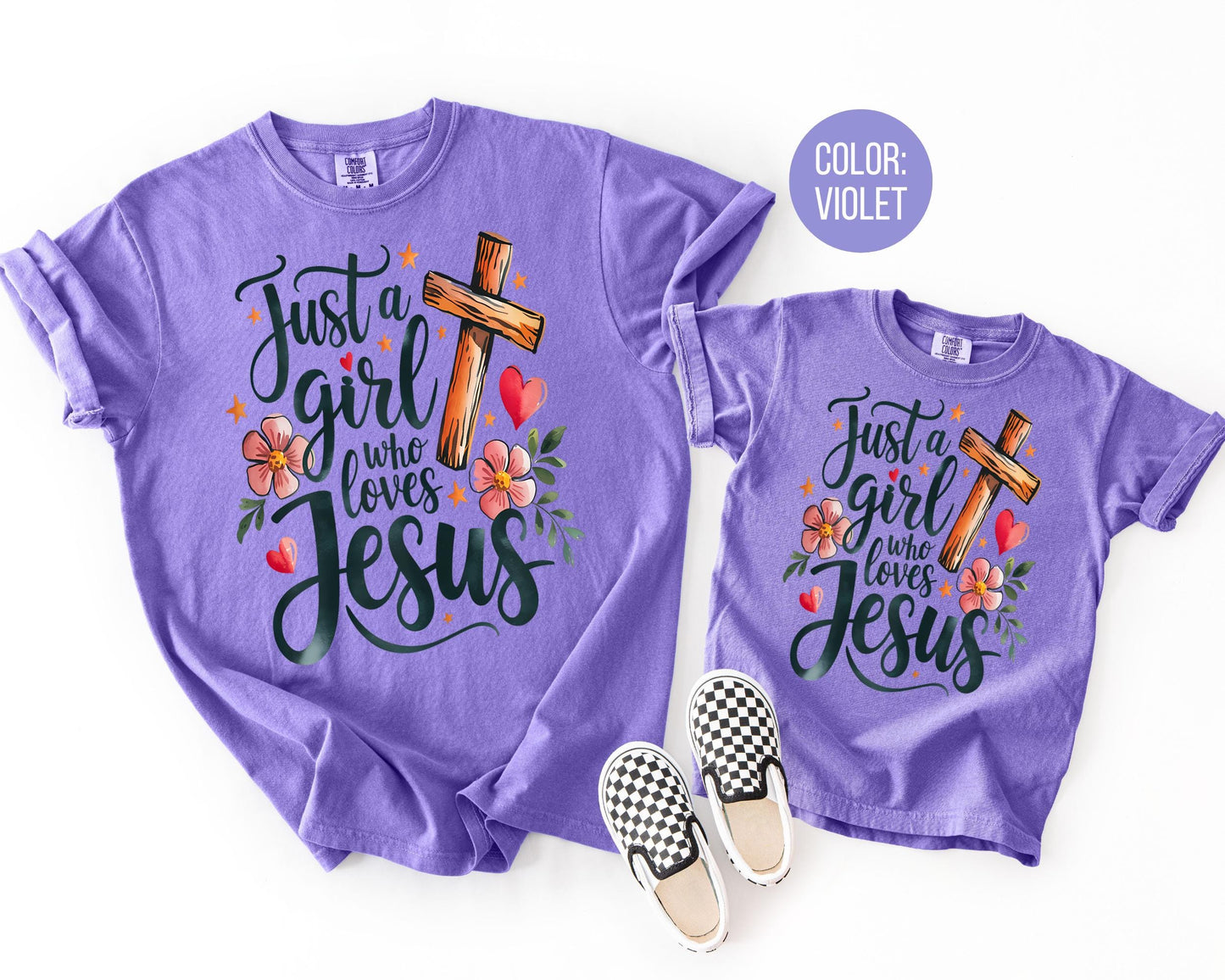Comfort Colors® Just a Girl Who Loves Jesus Shirt, Girls Jesus Shirts