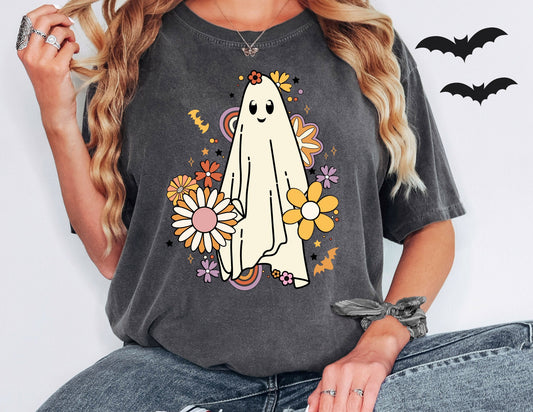 Comfort Colors Halloween Ghost T-Shirt, Spooky Fall Tee