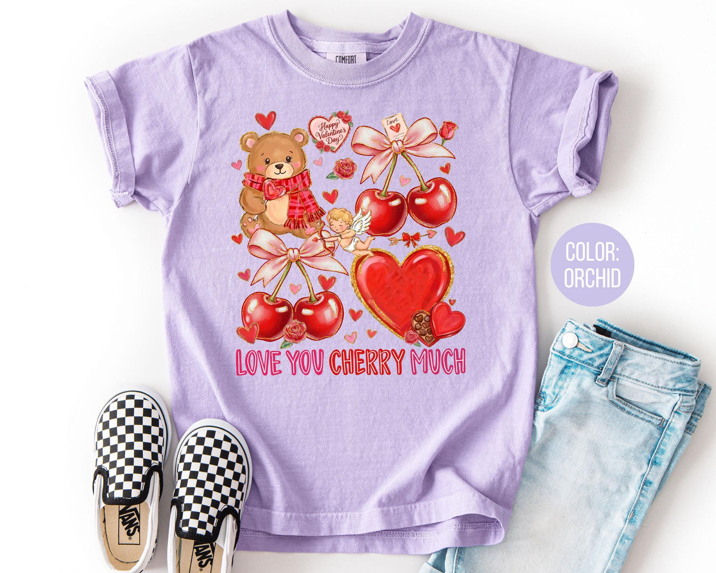 Comfort Colors Love You Cherry Much Shirt, Girls Valentines Day Shirt