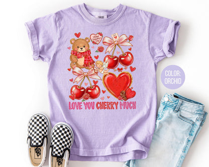 Comfort Colors Love You Cherry Much Shirt, Girls Valentines Day Shirt