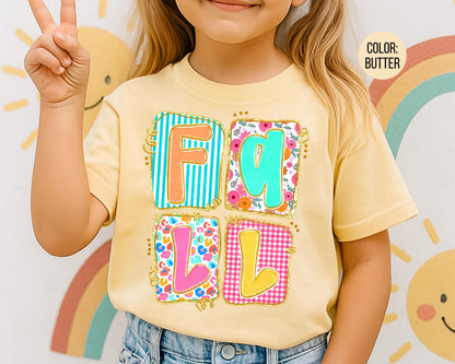 Comfort Colors Floral Fall Shirt, Girls Autumn Tee