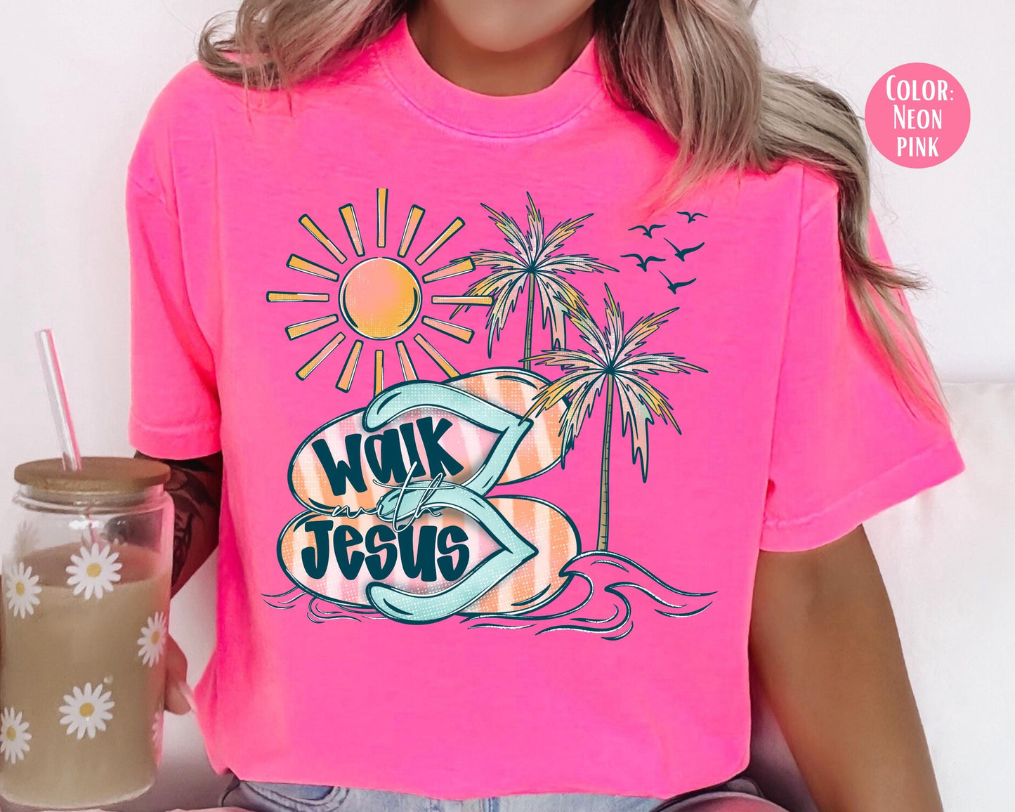 Comfort Colors® Walk With Jesus Beach Shirt, Kids Jesus Shirts
