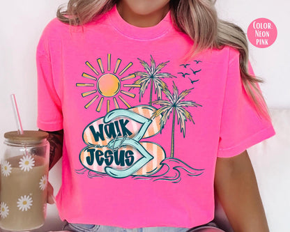 Comfort Colors® Walk With Jesus Beach Shirt, Kids Jesus Shirts