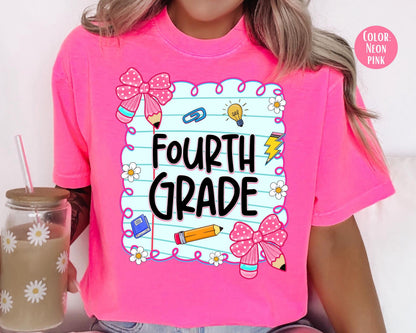 Comfort Colors® Coquette Fourth Grade Shirt, 4th Grade Teacher Shirts