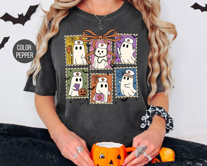 Comfort Colors Halloween Nurse Shirt: Spooky Ghost Graphic Tee
