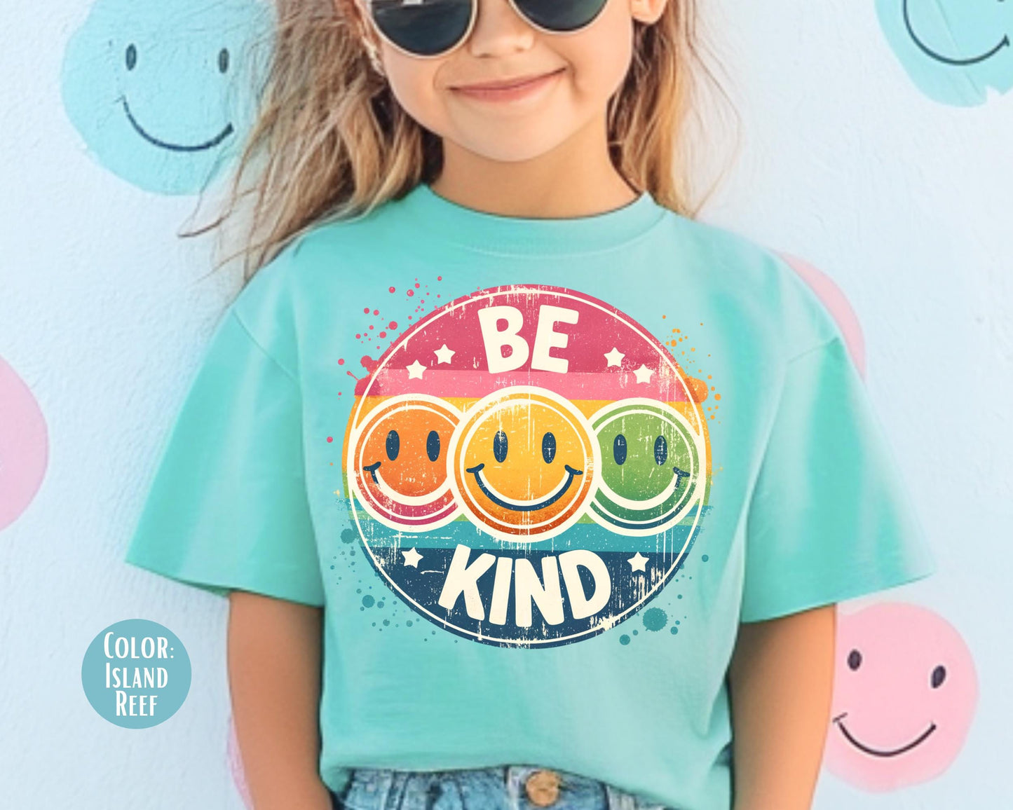 Comfort Colors Girls Be Kind Smiley Face Shirt