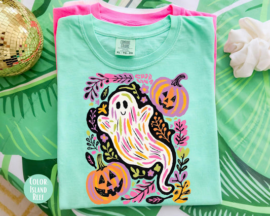 Comfort Colors Preppy Ghost Shirt: Pastel Halloween Tee
