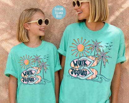 Comfort Colors® Walk With Jesus Beach Shirt, Kids Jesus Shirts