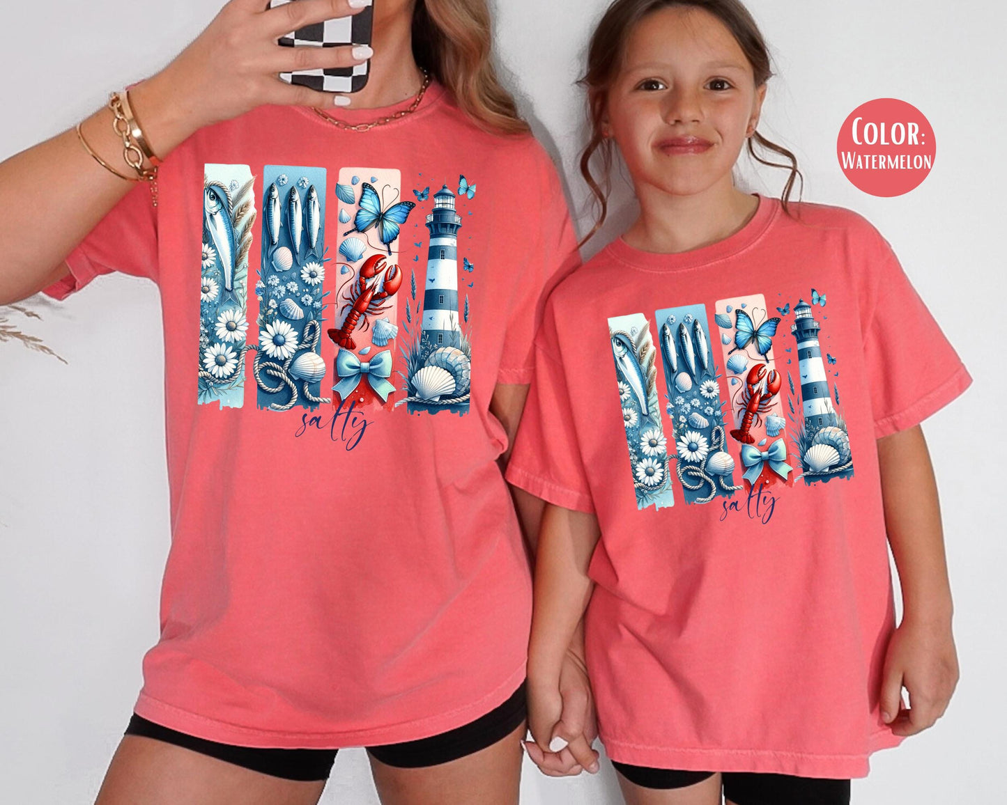 Comfort Colors® Kids Nautical Tee, Trendy Lighthouse Girls Apparel, Cute Salty Shirts, Comfort Colors Beach Shirts