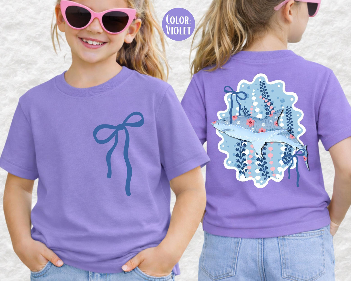 Comfort Colors Front and Back Floral Shark Shirt, Shark Shirts