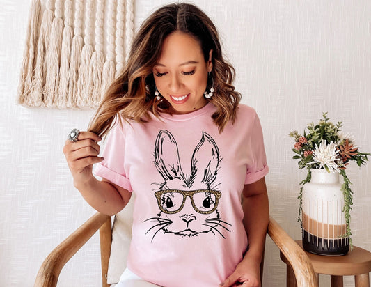 Easter Bunny with Leopard Glasses Shirt - Easter Shirt
