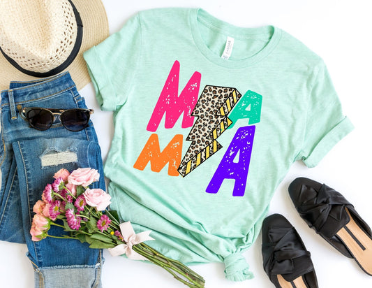 Retro Mama Lightening Bolt Shirt - Mom Shirt