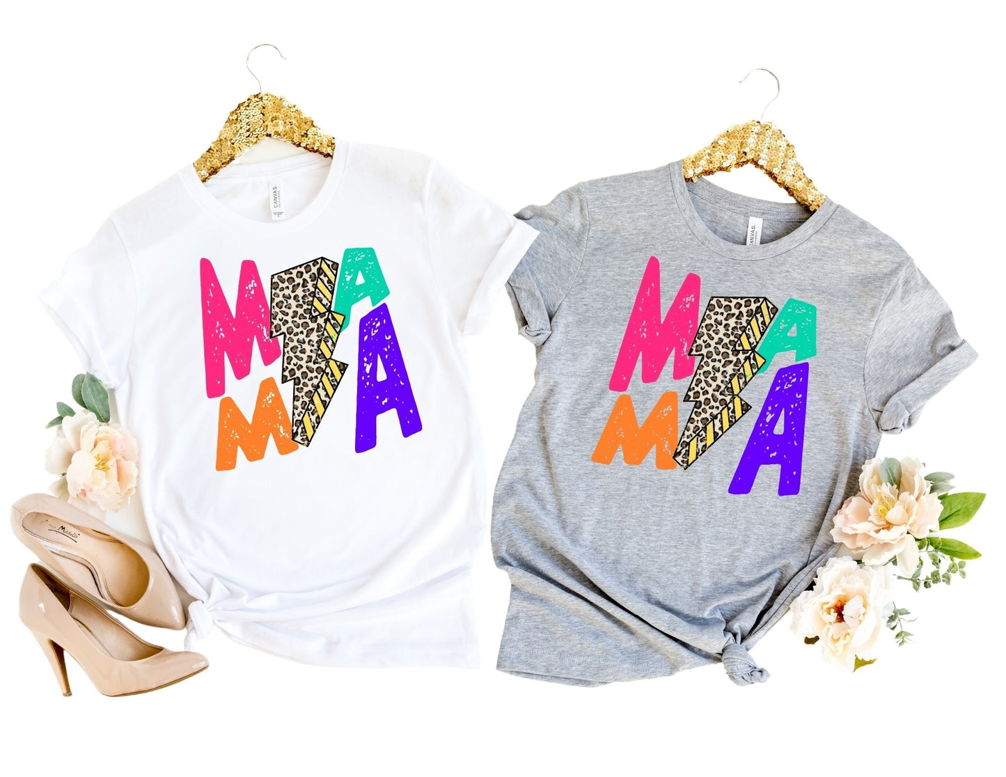 Retro Mama Lightening Bolt Shirt - Mom Shirt