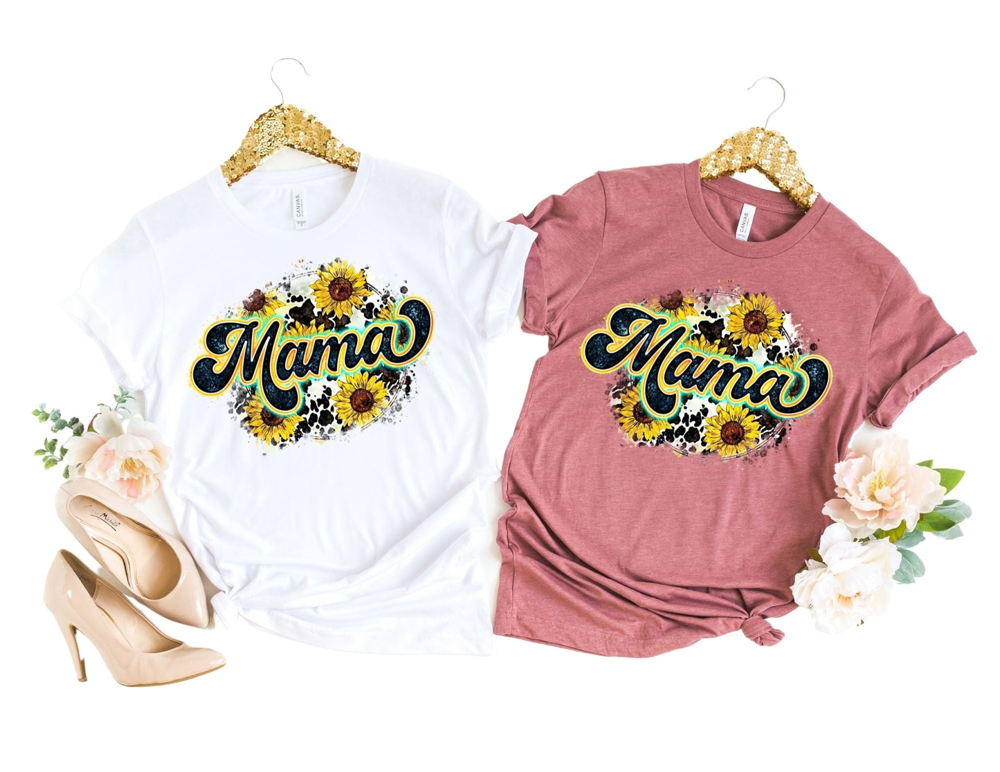 Mama Sunflower Cowhide Shirt - Mom Shirt