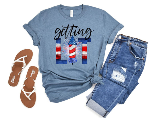 Getting Lit Shirt, - July 4th Shirt