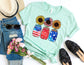 Mason Jar Sunflower Patriotic Shirt - Fourth of July Shirt