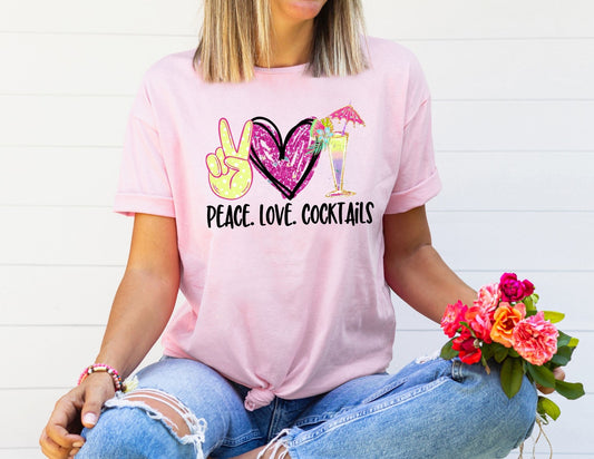 Peace Love Cocktails Shirt - Summer Shirt