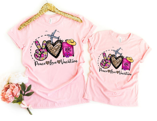 Monogram Peace Love Vacation Shirt - Mommy and Me Shirts
