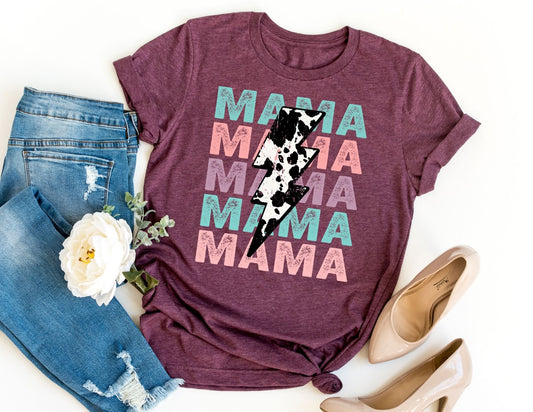 Mama Stacked Cowhide Shirt - Mom Shirt