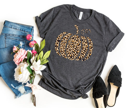 Leopard Pumpkin Shirt - Fall Shirt