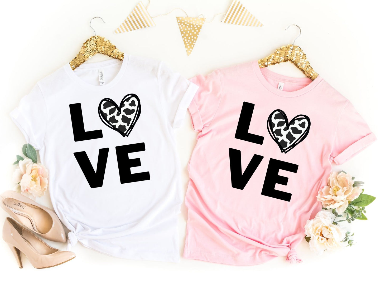 Love Cow Hide Heart Shirt - Cow Hide Shirt