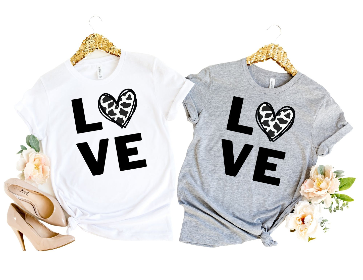 Love Cow Hide Heart Shirt - Mommy and Me Shirts