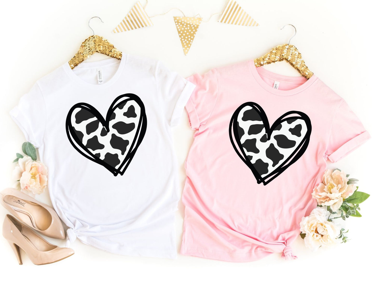 Cow Hide Heart Shirt - Valentine Mommy and Me Shirts