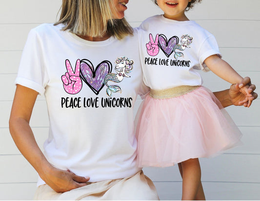 Peace Love Unicorns Shirt - Mommy and Me Shirts