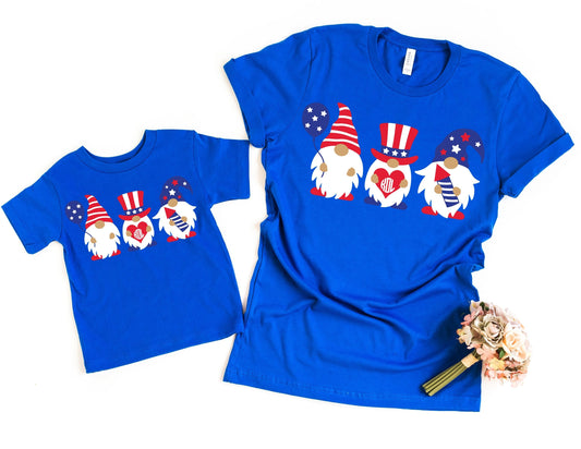 Gnome Monogram Shirt - Mommy and Me July 4th Shirts