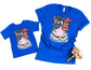 4th of July Cat Blowing Bubblegum Shirt - Mommy and Me Shirts