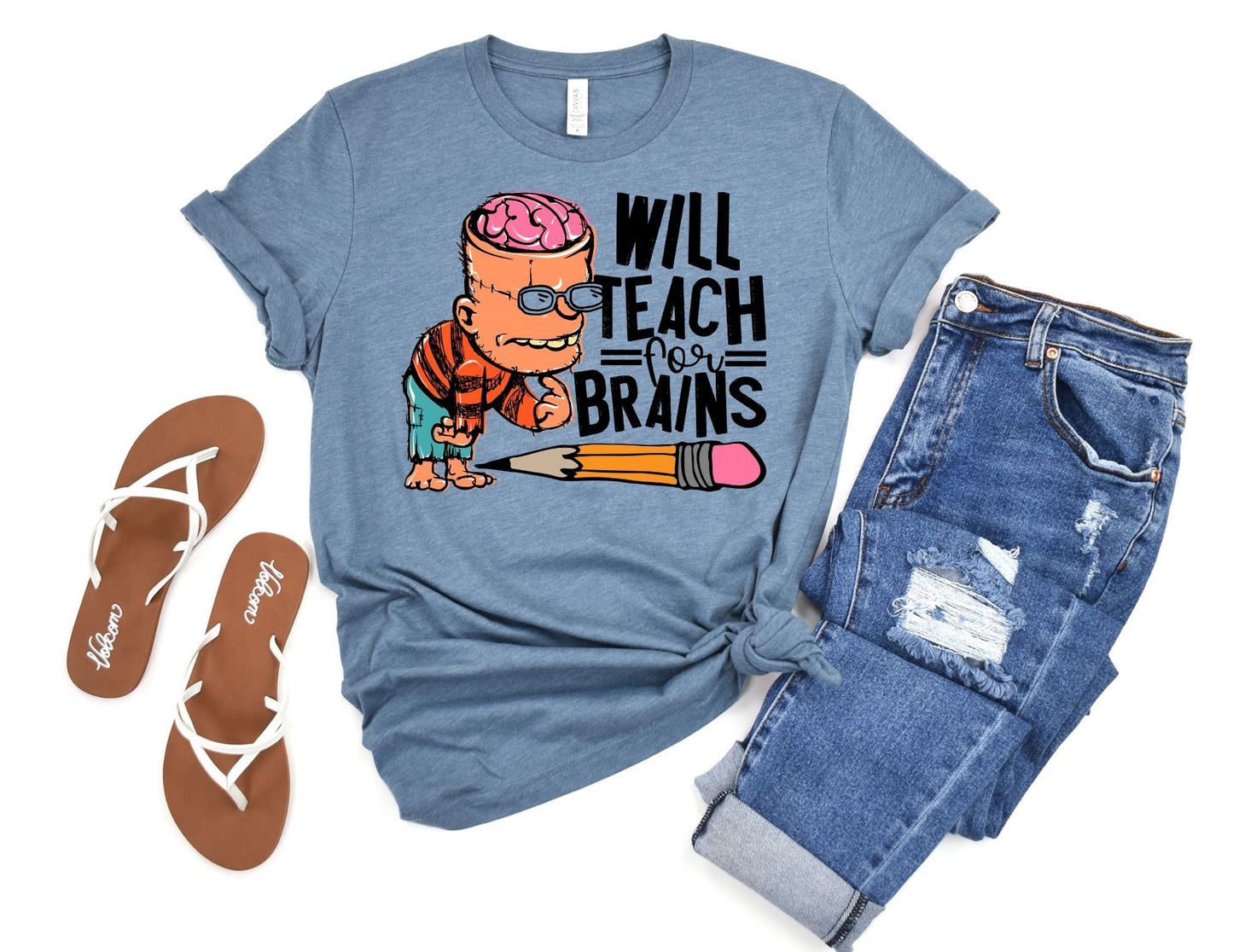 Will Teach for Brains Shirt - Halloween Teacher Shirt