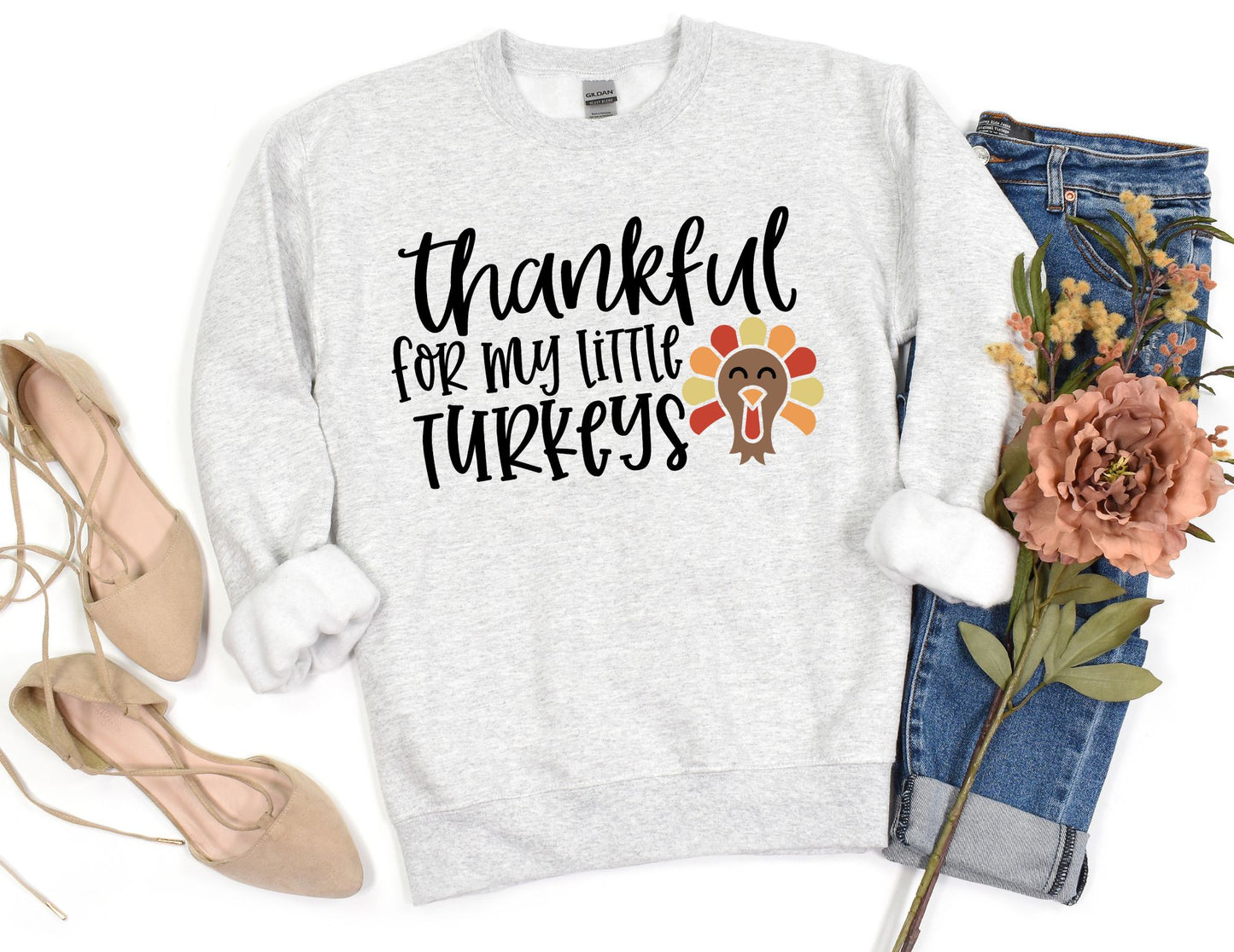 Thankful For my Little Turkeys Sweatshirt - Thanksgiving Teacher Sweatshirt