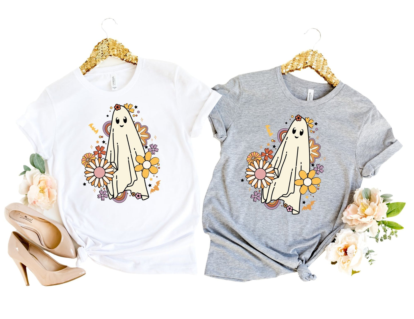 Floral Ghost Shirt - Halloween Shirt