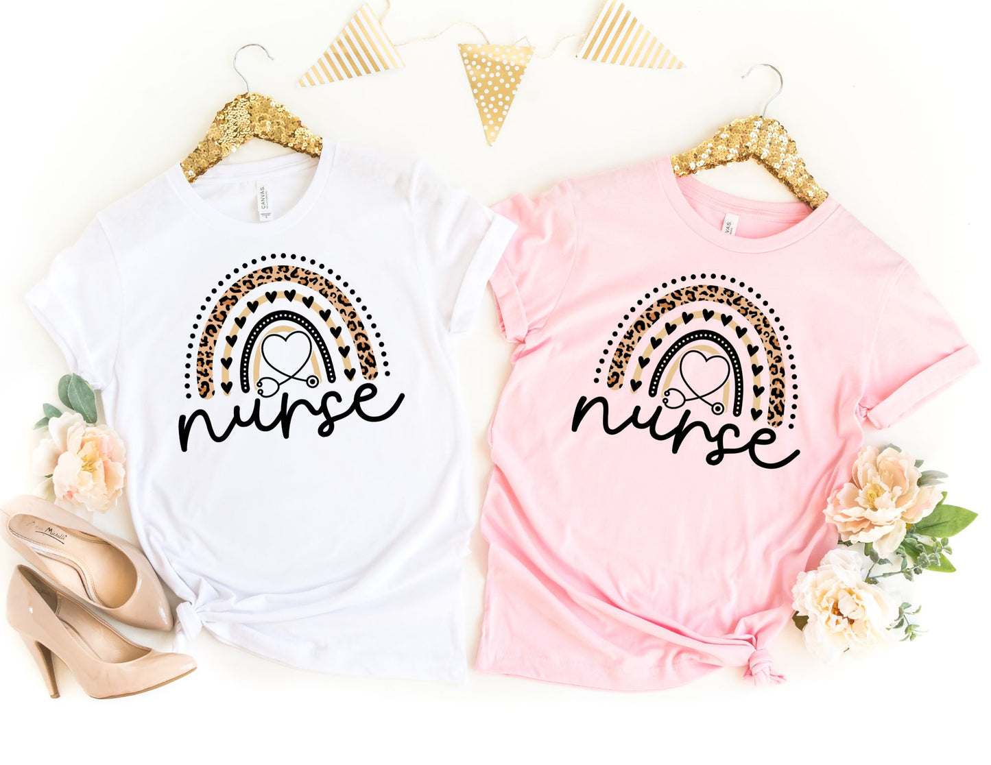 Leopard Nurse Rainbow Shirt - Nurse Shirt