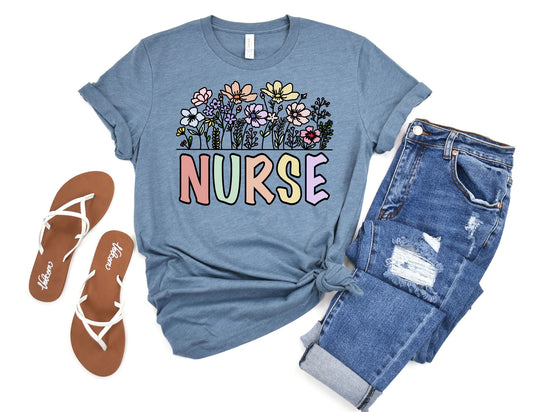 Nurse Flowers Shirt - Nurse Shirt