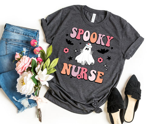Spooky Nurse Ghost Shirt - Halloween Nurse Shirt
