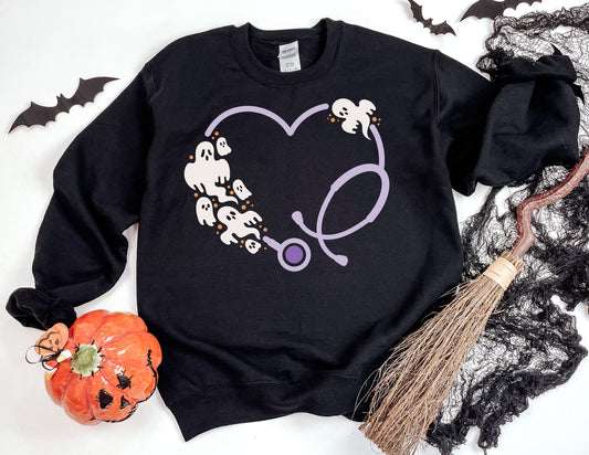 Ghost Stethoscope Sweatshirt - Nurse Halloween Sweatshirt