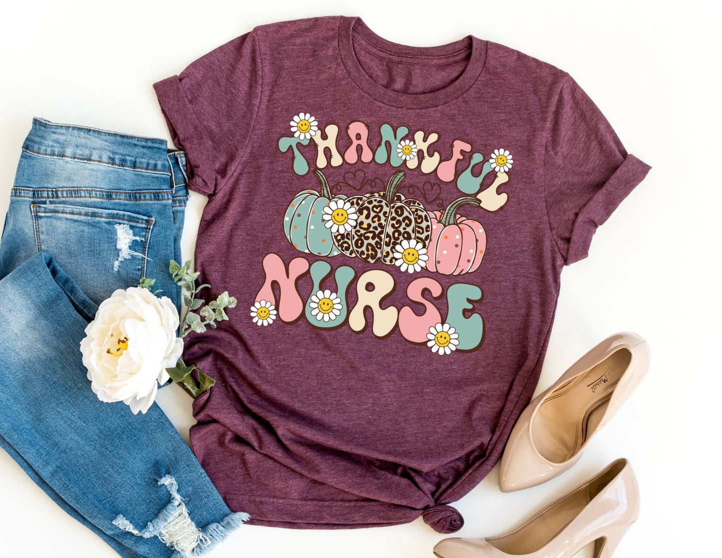 Thankful Nurse Floral Shirt - Fall Nurse Shirt