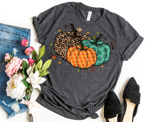 Fall Pumpkins with Leaves Shirt - Fall Shirt