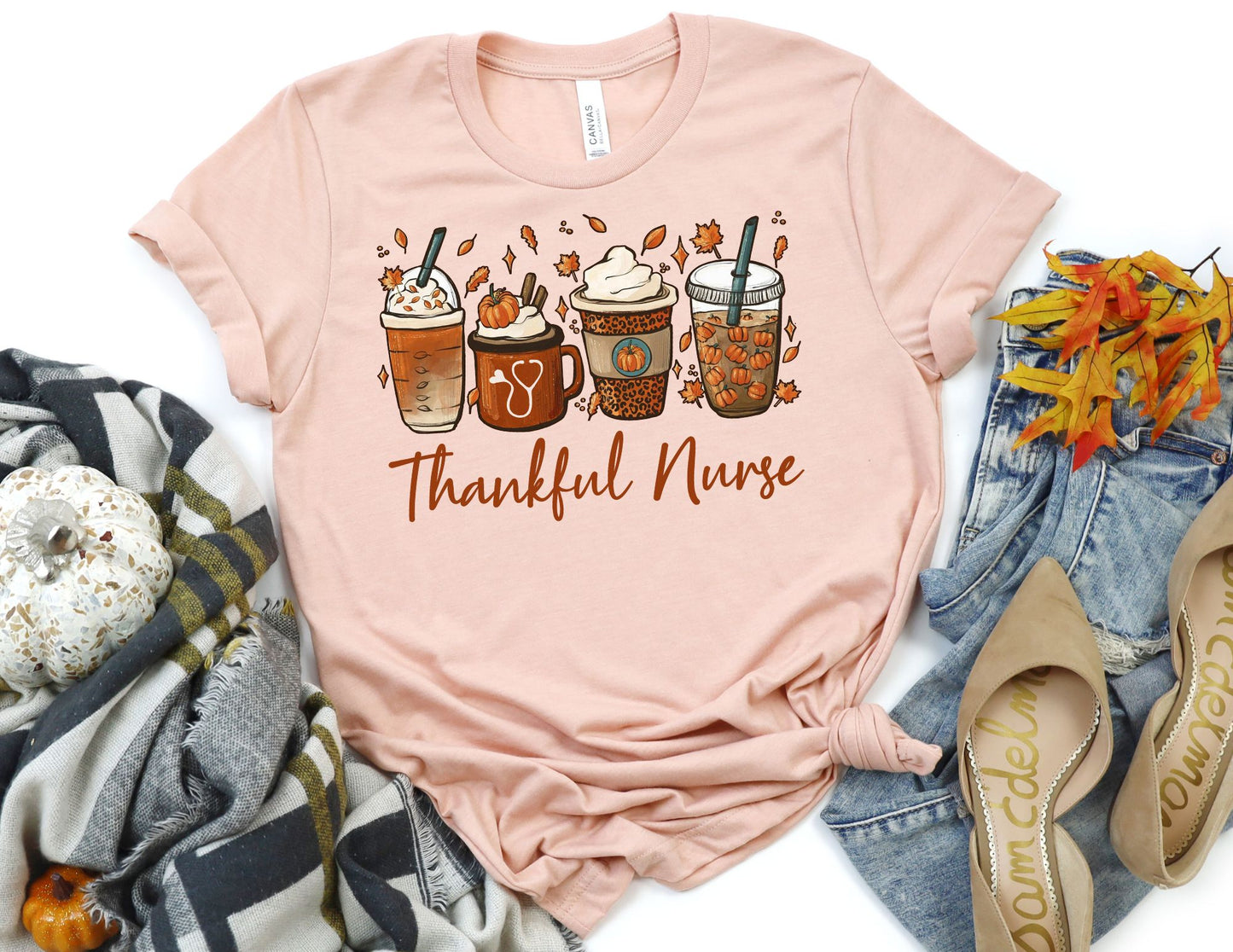 Thankful Nurse Coffee Shirt - Fall Nurse Shirt