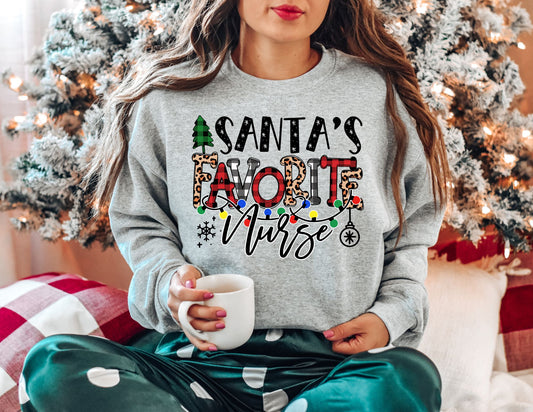 Santa's Favorite Nurse Sweatshirt - Christmas Nurse Sweatshirt