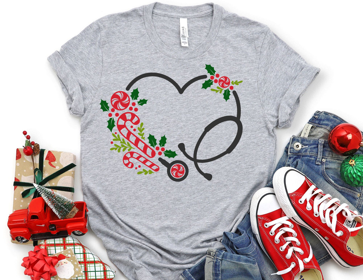 Nurse Stethoscope Candy Cane Shirt - Christmas Nurse Shirt