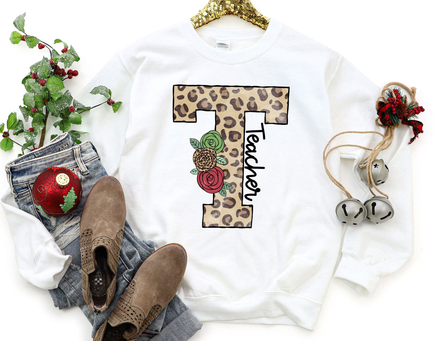 Leopard Teacher T Sweatshirt - Teacher Sweatshirt