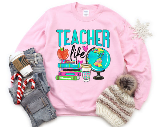 Teacher Life Globe Sweatshirt - Teacher Sweatshirt