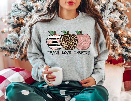 Teach Love Inspire Apple Sweatshirt - Teacher Sweatshirt