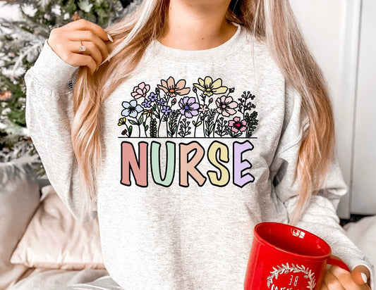 Floral Nurse Sweatshirt - Nurse Sweatshirt