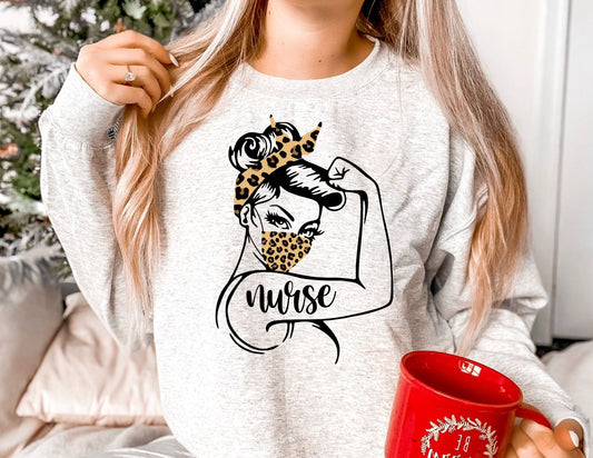 Leopard Nurse Sweatshirt - Nurse Sweatshirt